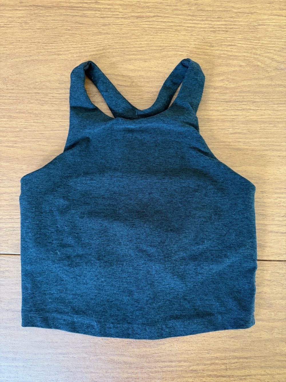Beyond Yoga Heathered Charcoal Black High-Neck Crop Tank